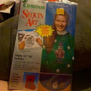 Vintage Christmas Sequin art kit. Santa/toy soldier (1 chart2 designs) NEW